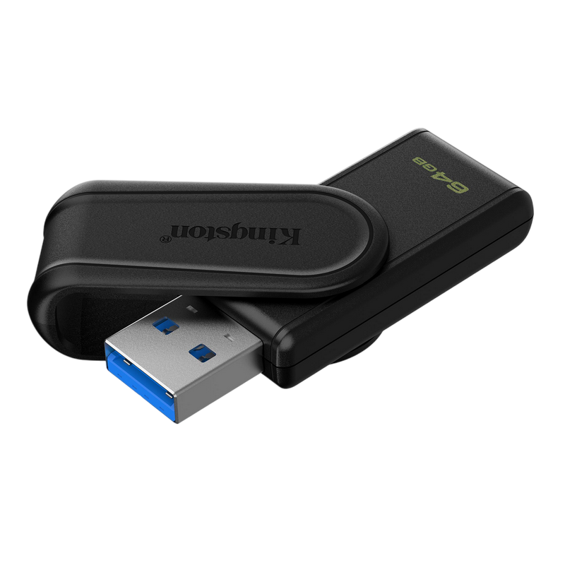 64GB USB3.2 Flash Drive Kingston DataTraveler Exodia S (DTXS/64GB), Black-Black, Plastic, Slider Cap