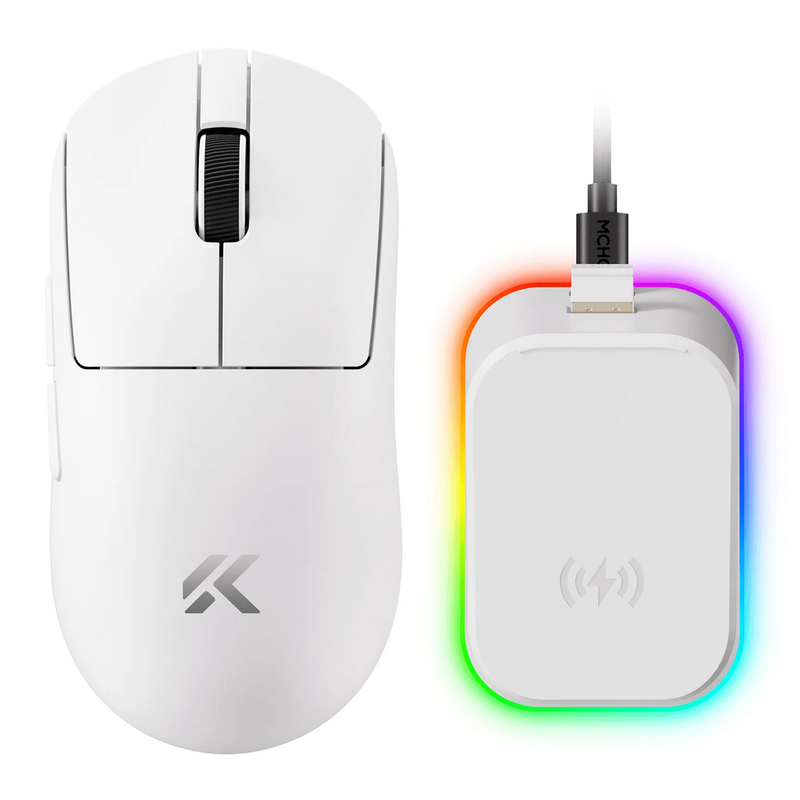 Gaming Wireless Mouse MCHOSE A7 V2 Ultra Plus, Lightweight, Wired 8K + Wireless 8K(Requires extra 8K receiver), 500mAh, White