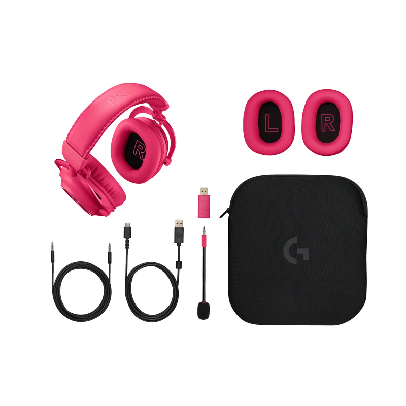 Gaming Wireless Headset Logitech G Pro X 2, 50mm driver, Neodymium magnet, 20-20kHz, 38 Ohm, 87.8dB, 345g, 50h, AI NR, Det.Mic, 3.5mm+2.4Ghz+BT, Magen