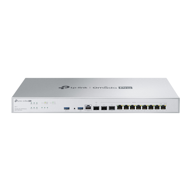 Gigabit Omada Pro VPN Router TP-LINK "G611 ", 2x10GE SFP+, 1x1GE SFP WAN/LAN, 8x1GE RJ45 WAN/LAN, 2xUSB3.0