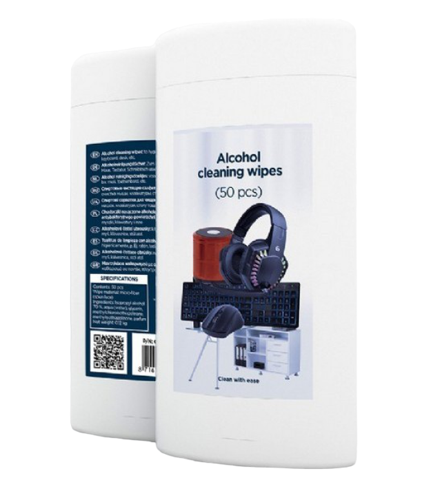 Cleaning wipes for screens with Alcohol Gembird "CK-AWW50-01", Tube 50 pcs.