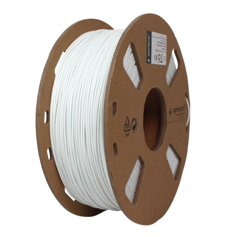 PLA 1.75 mm Flexible White, 1 kg, Gembird, 3DP-PLA-FL-01-W