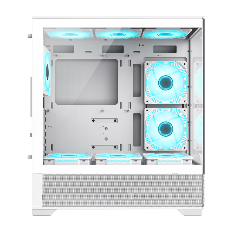 Case ATX GAMEMAX Vista AW, w/o PSU, 0.6mm, 6x120mm ARGB, ARGB Hub, RC, Front&Side Tempered Glass, 1xUSB3.0, 1xUSB-C, 1xUSB2.0, 1x3.5", 2x2.5", White