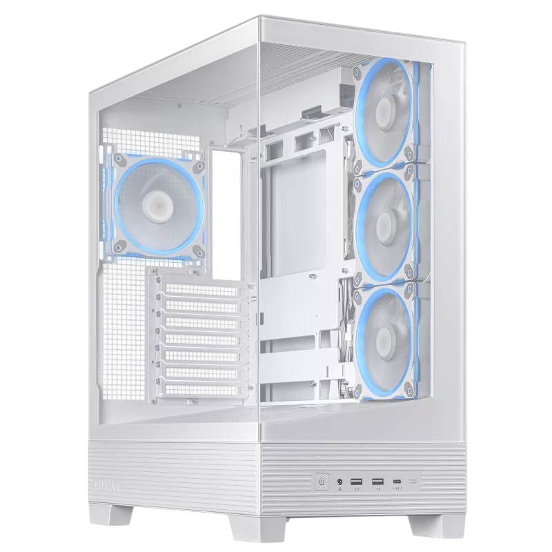 Case ATX Asus A31 PLUS TG ARGB WHITE, 4x120mm ARGB, ARGB Hub, Front Mesh, Tempered Glass, Headset hook, 2xUSBx3.2, 1xUSB 3.2, 2x2.5", 2x3.5", White