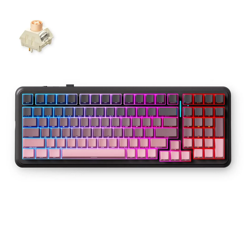 Gaming Wireless Keyboard MCHOSE K99 V2, Mechanical, Icy Creamsicle Switch, 98% Layout, PBT Double Shot, Gasket Mount 8000mAh, EN, Black Pink