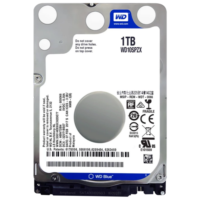 2.5" HDD 1.0TB Western Digital " Blue (WD10SPZX)" [SATA3, 128MB, 5400rpm, 7.0mm]