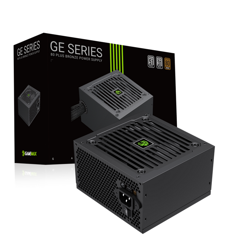 Power Supply ATX 550W GAMEMAX GE-550, 80+ Bronze, 120mm, Active PFC+Double tube forward, Temperature control fan, ATX3.1, PCIe 5.1, Black