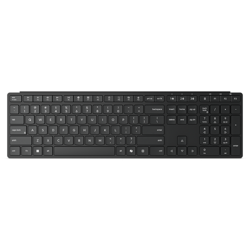 Wireless Keyboard Lenovo Pro 6000, 3-zone, Multi-device, Silent, Low-profile, Adjustable tilt leg, Spill-resistant, 2.4GHz/BT5,3, 2xAAA, EN/RU, Black