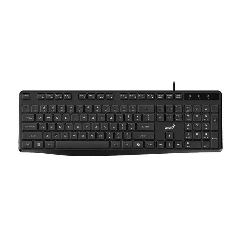 Keyboard Genius KB-117S, Classic, 12 Fn keys, Chocolate low-noise Keycap, Silent , 1.5m, USB, USB-C, EN/RU, Black