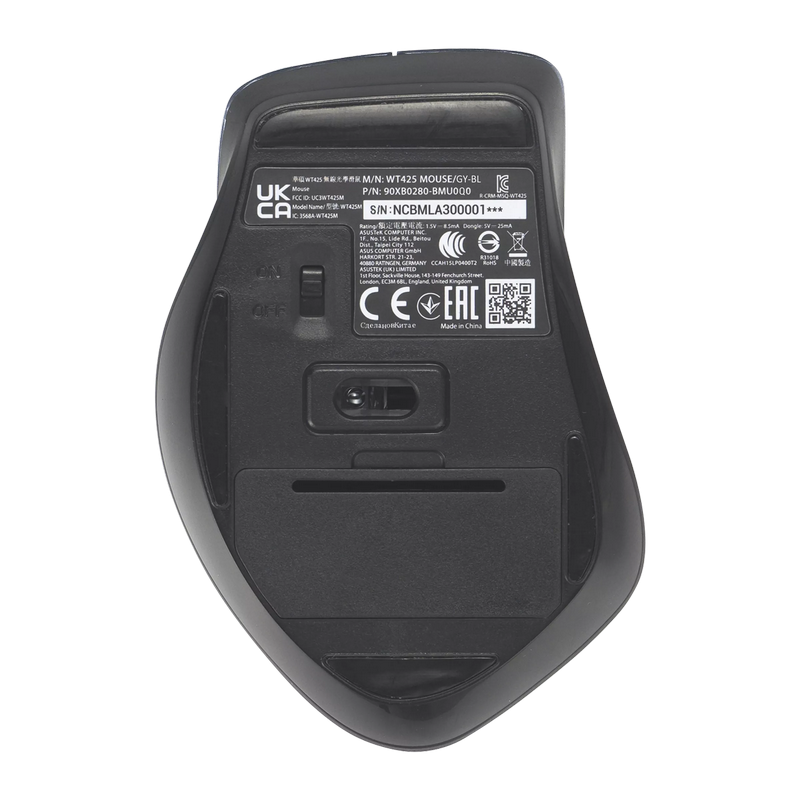 Wireless Mouse Asus WT425, 1000-1600 dpi, 6 buttons, Ergonomic, 82g, Silent, 1xAA, 2.4Ghz, Mist Blue