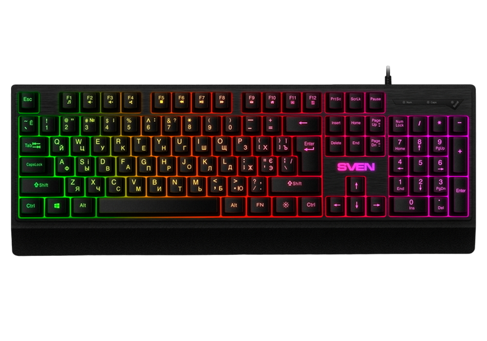 Gaming Keyboard SVEN KB-C7150EL, Multicolored backlit, 12 Fn keys, Black, USB