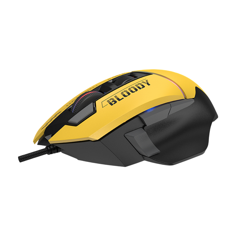 Gaming Mouse Bloody W95 Ultra, 100-20000 dpi, 10 button, 350IPS, 40G, Ergonomic, Programmable, Onboard Memory, Extra Fire Wheel, RGB, 1.8m, USB, Lime
