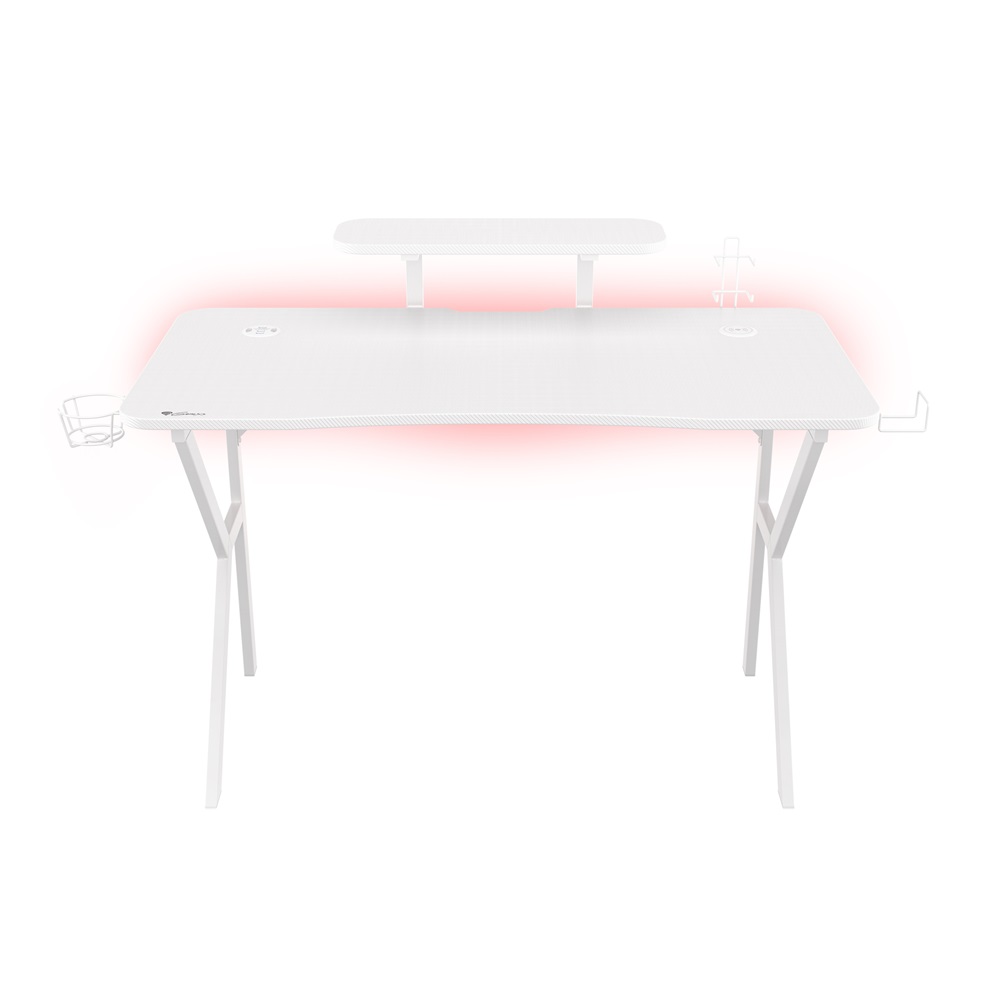Genesis Desk Gaming Holm 320, RGB White (Organizer, Wireless Charger, Multiple holder, USB Hub, Remote Controller, 120x60x75cm)