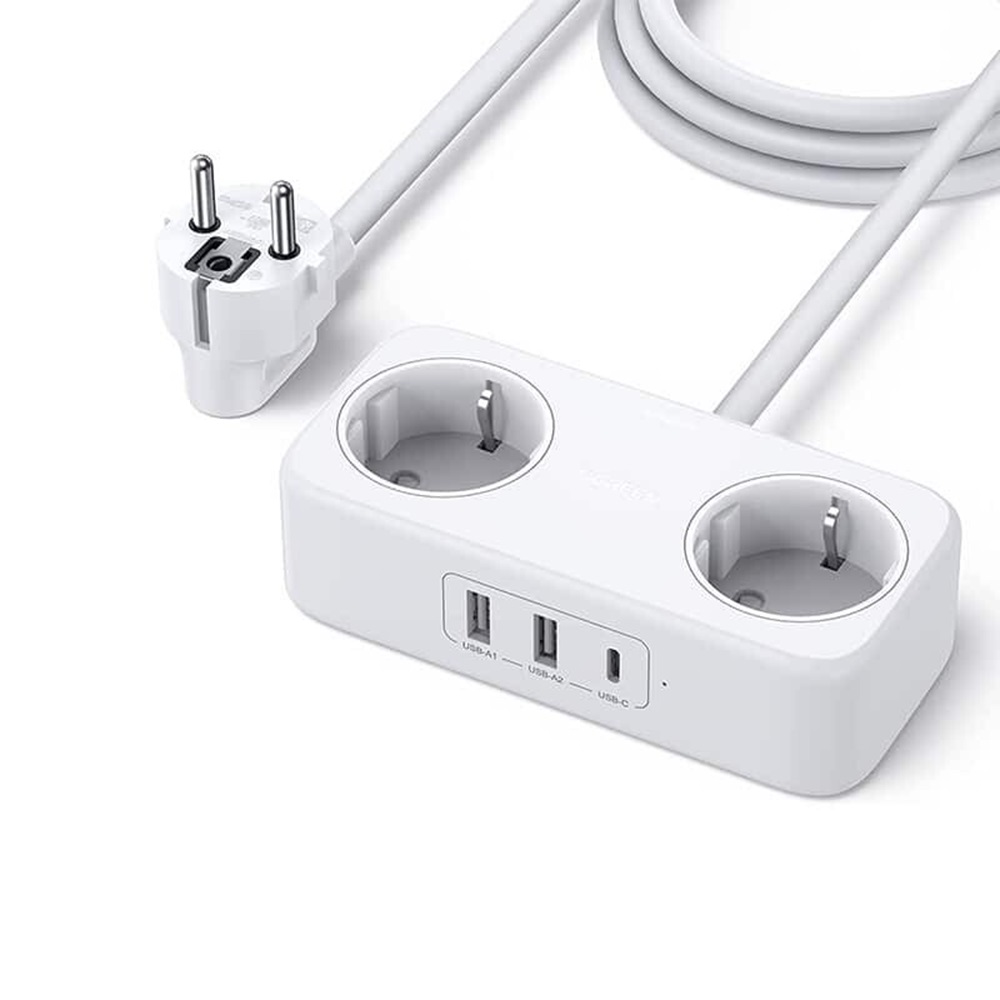 UGREEN Power Strip DgiNest 2*Schuko + 2*USB-A 18W + 1*USB-C 30W, 1.8m | CD280, White