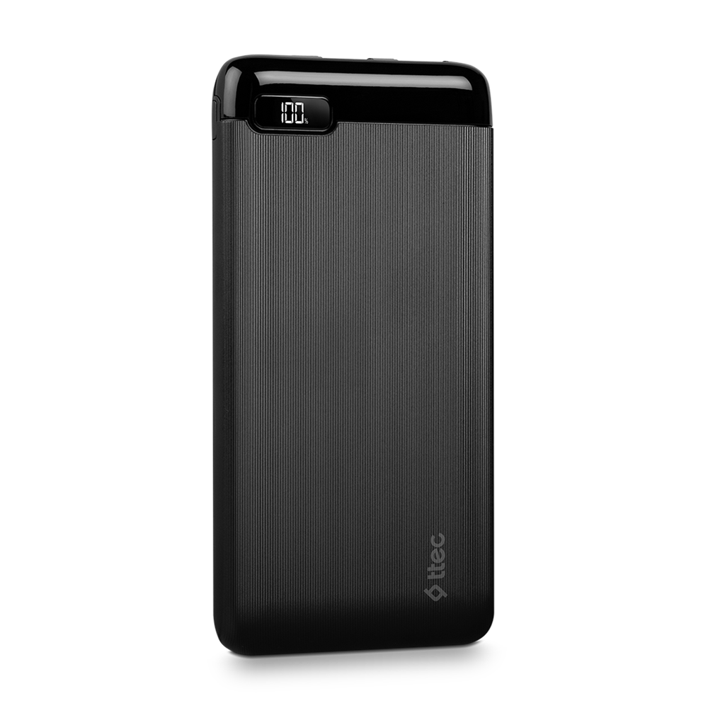 ttec Powerbank 20.000 mAh 20W PowerSlim LCD PD USB-C Input/Output, Black