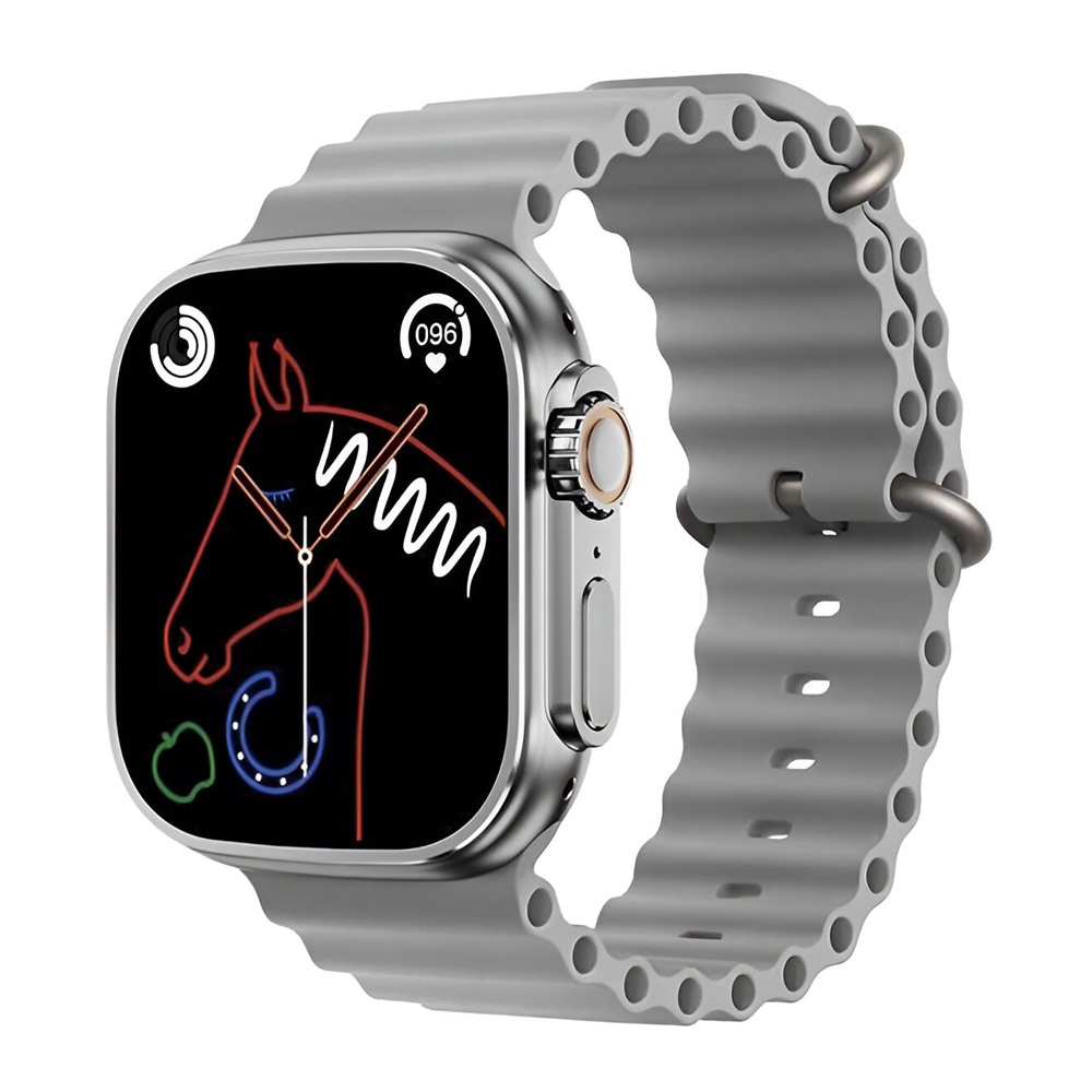 Charome Smart Watch HD Call T8s Ultra Max, With 2 Straps, Silver