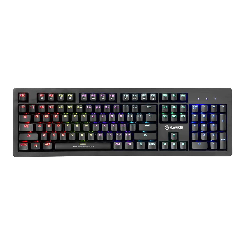 Marvo Keyboard Mechanical KG916 Wired Gaming US, Rainbow Blacklight, Anti Ghosting