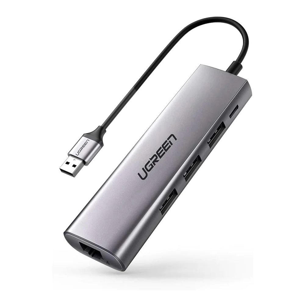 UGREEN HUB 4in1 USB 3.0 to 3*USB 3.0 + Gigabit RJ45 0.28M, Black