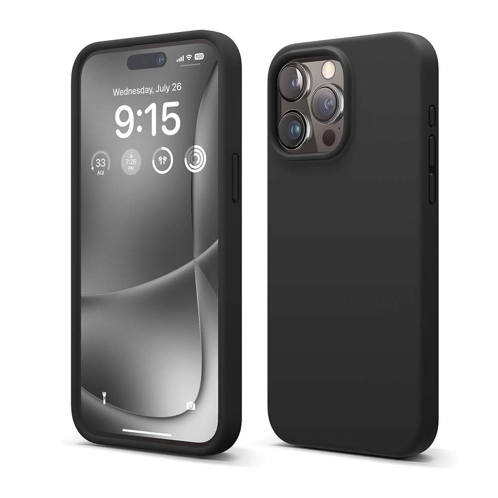 Helmet Case Liquid Silicone iPhone 15 Pro Max, Black