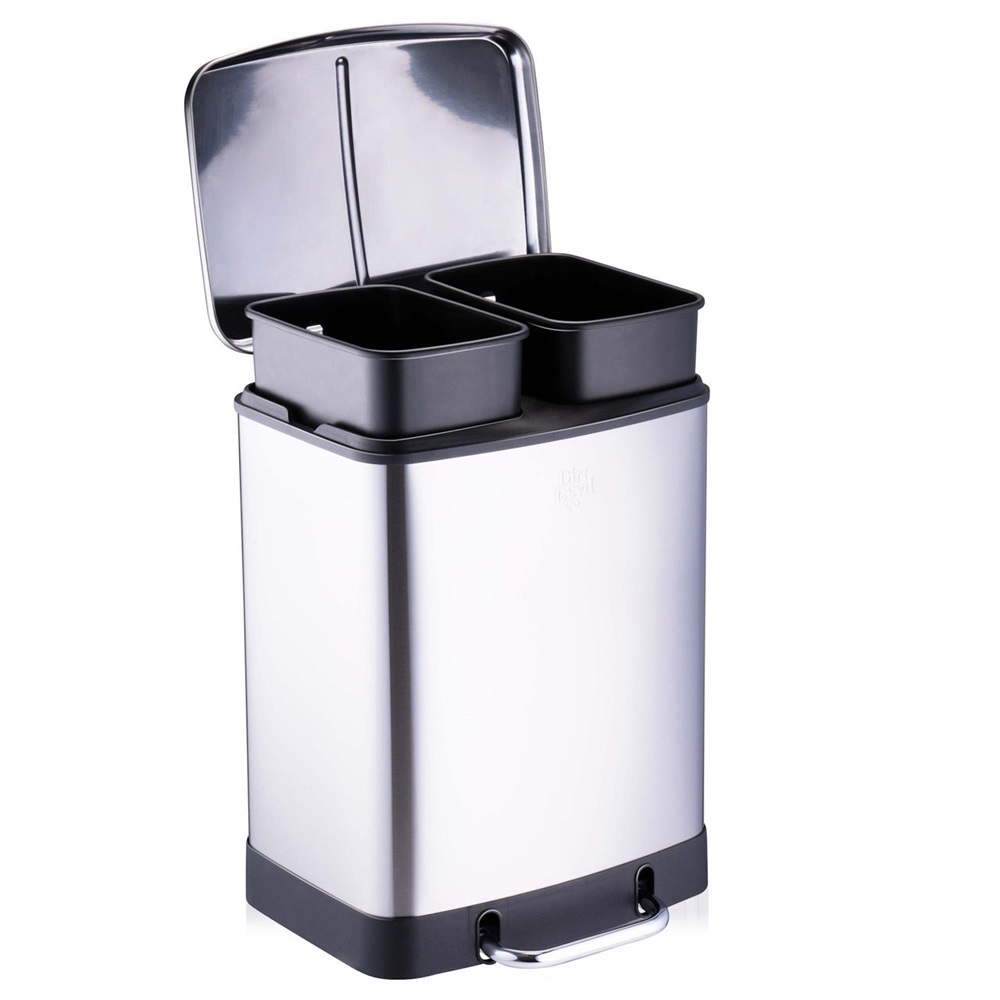 Dirt Devil Pedal Bin 2x12 L Soft Close Silver DDPBIN2X12