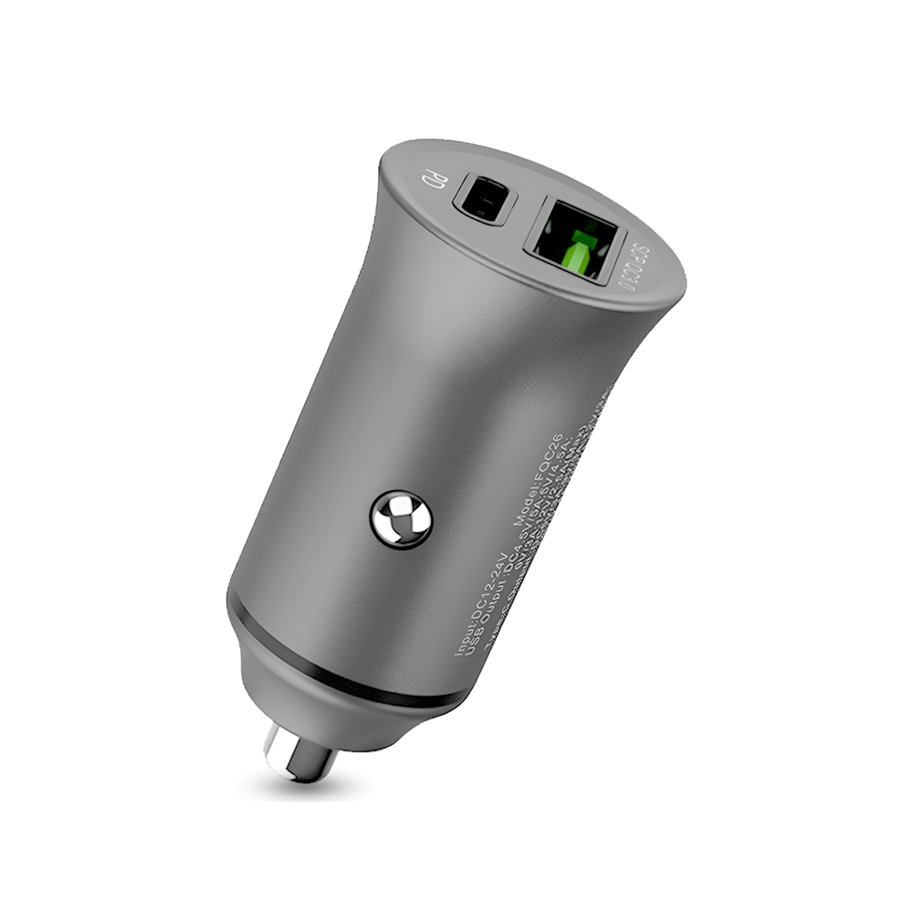 Helmet Car Charger Power USB/Type-C QC4.0 30W, Grey