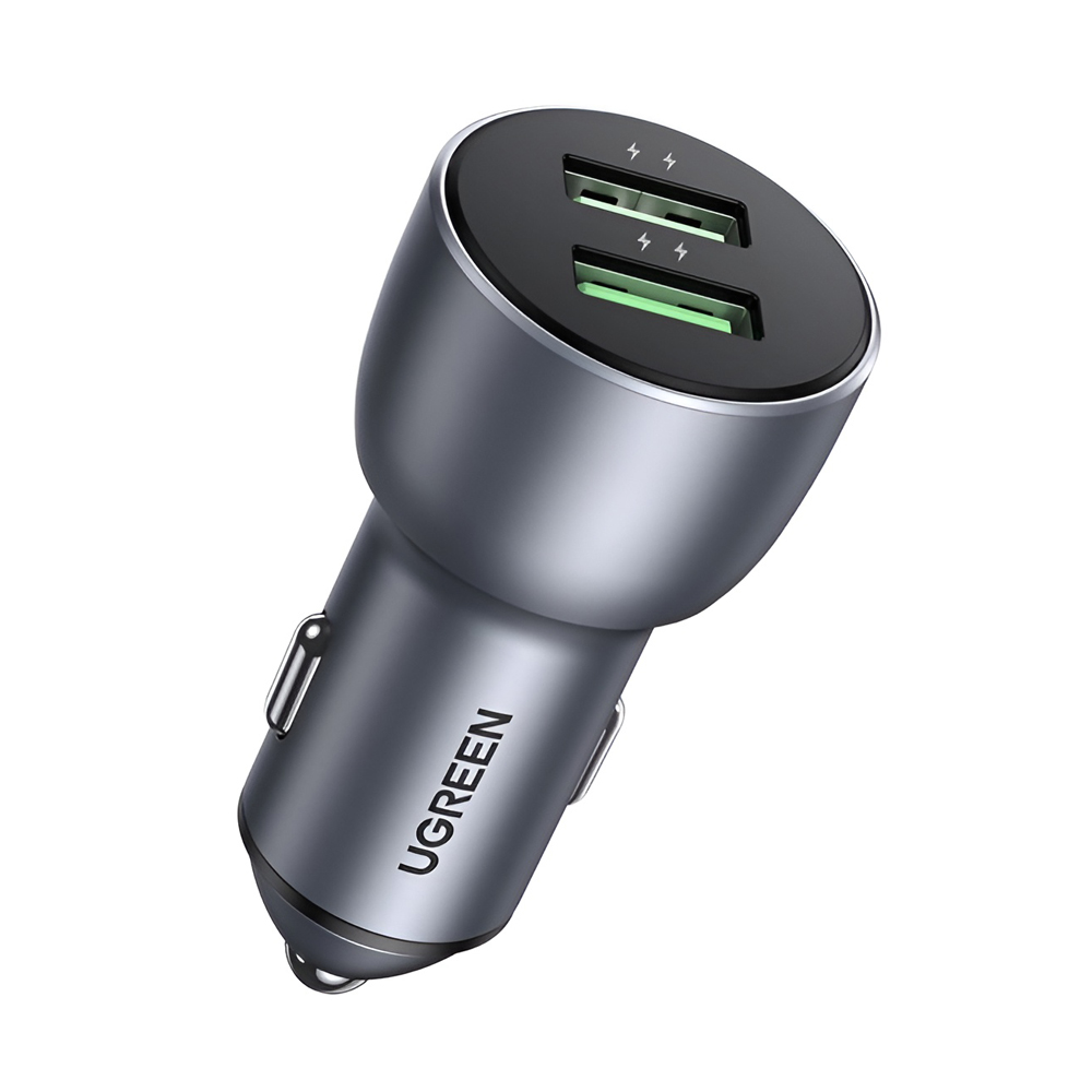 UGREEN Car Charger 2*USB-A Aluminum 3A 36W, Grey