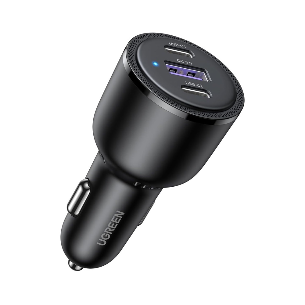 UGREEN Car Charger 2*Type-C + 1*USB-A Aluminum 3A 69W, Grey
