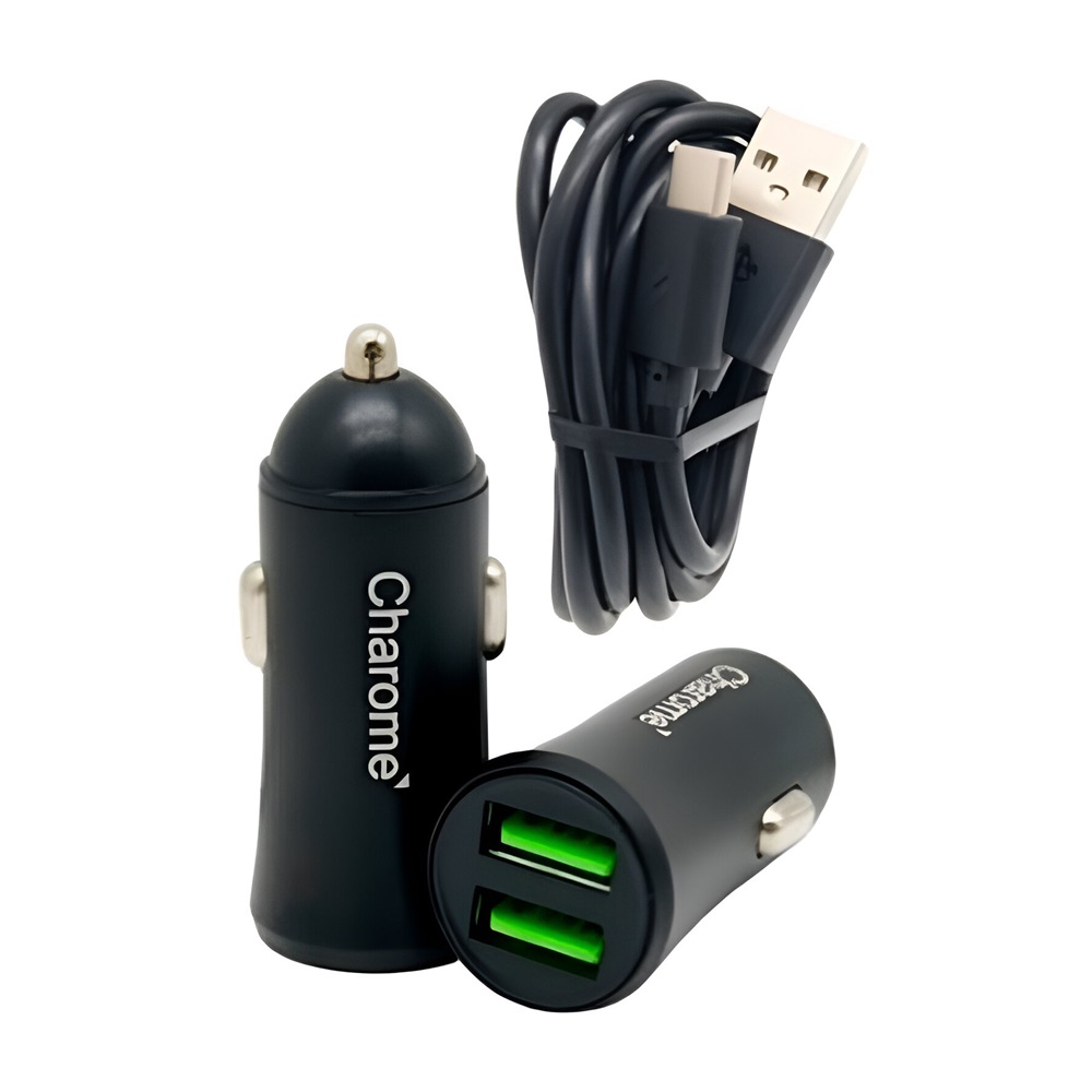 Charome Car Charger with Cable USB to Type-C C6, Black