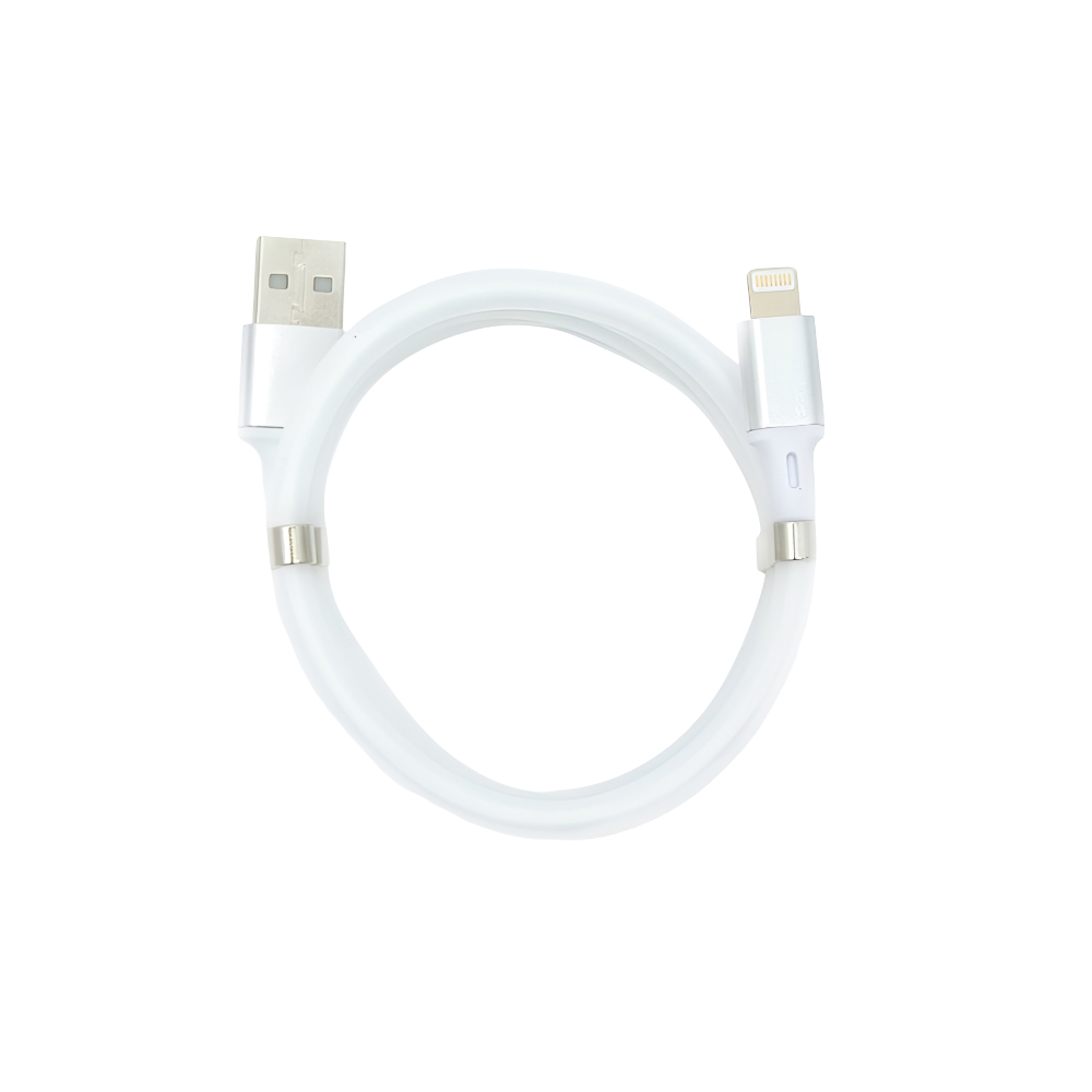 Helmet Cable USB to Lightning With Magnetic Organizer 1m, White