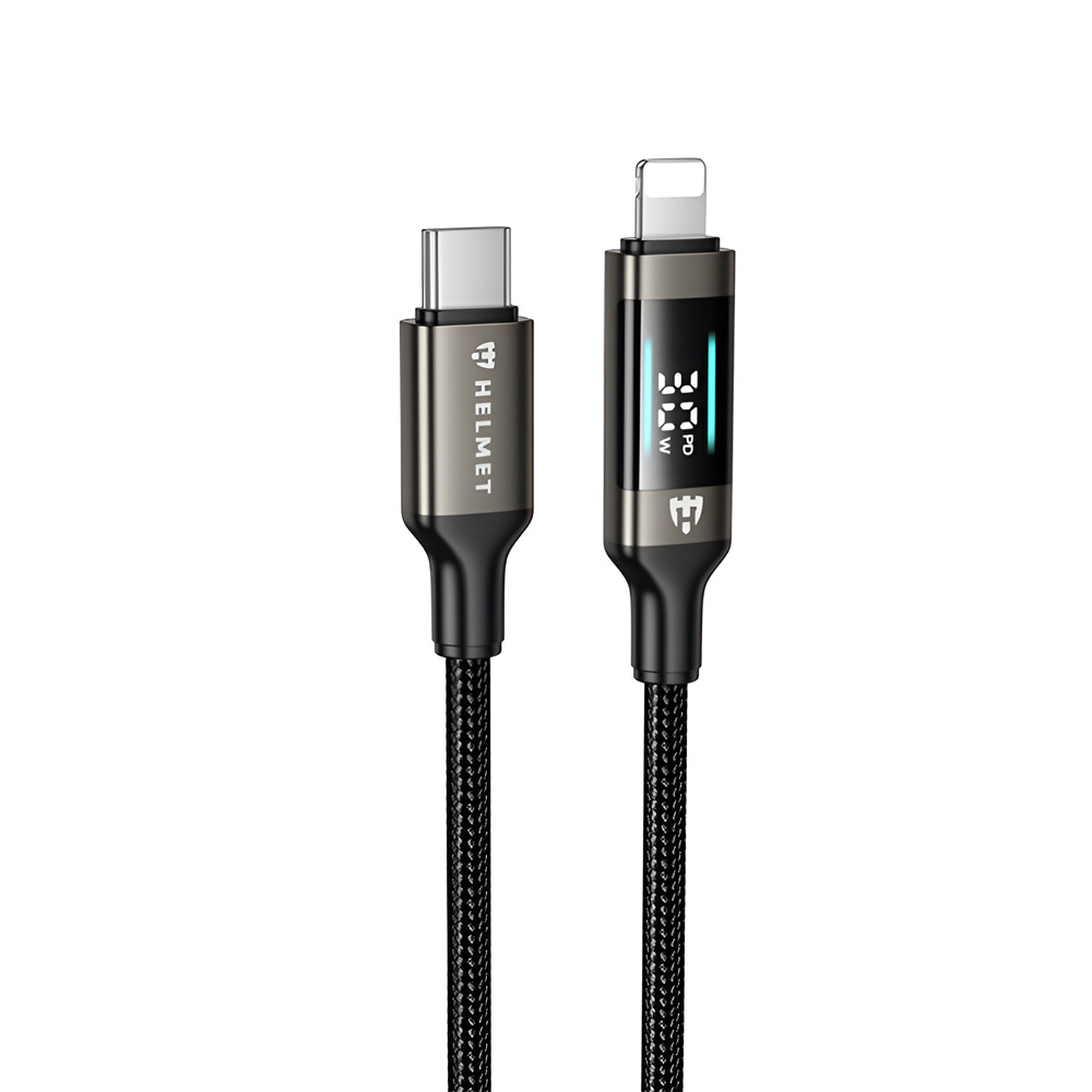 Helmet Cable Type-C to Lightning 30W 1.2m LED Display Series, Black