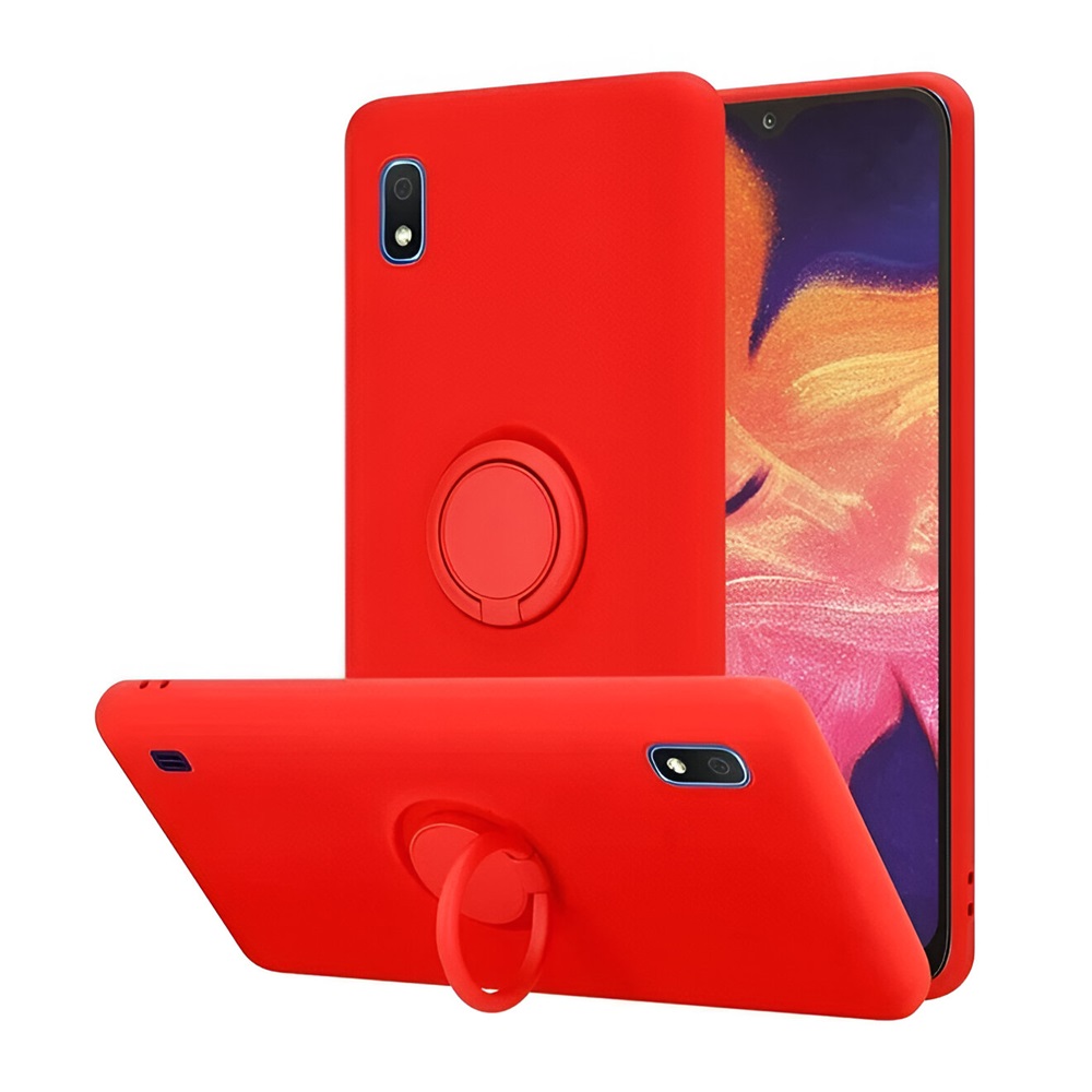 Helmet Case with Ring Liquid Silicone Samsung A10, Red