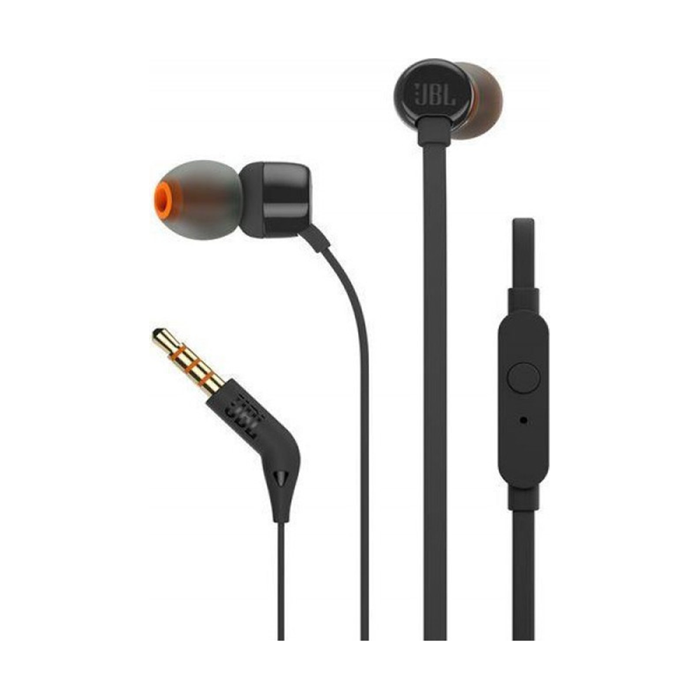JBL Earphones 3.5mm with Mic Tune 110, Black