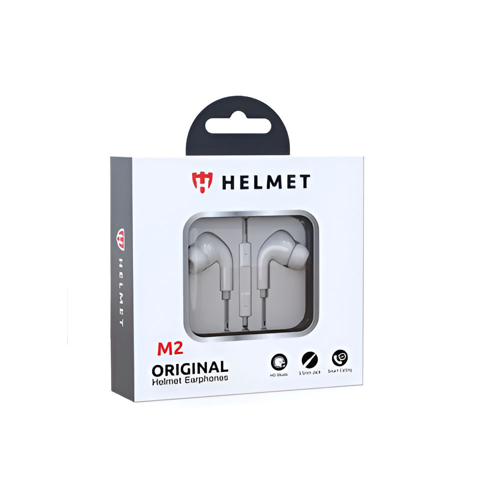 Helmet Earphones 3.5mm with Mic M2 Series, White 