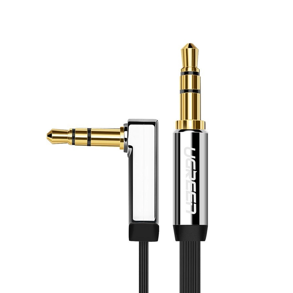 UGREEN Cable AUX 3.5mm to 3.5mm 90° 1M Flat AV119, Silver