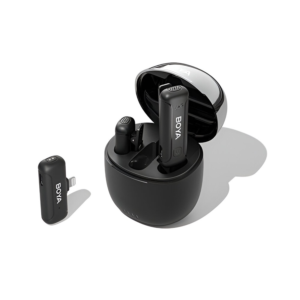 Boya Wireless Microphone 2.4GHz Dual-Channel with Charging Case (BY-WM3T-D2), Lightning Jack, Black