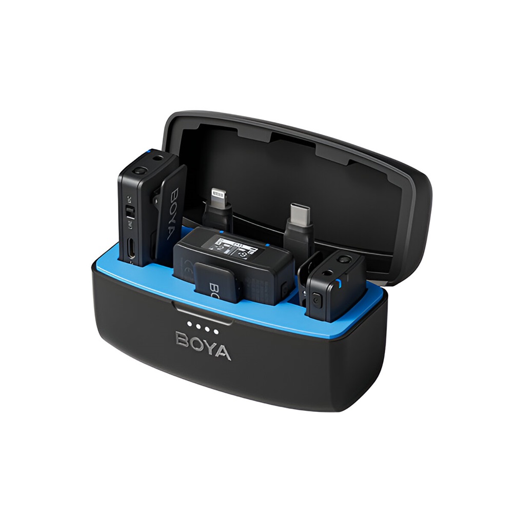 Boya Wireless Microphone 3-in-1 with Onboard Recording (BOYAMIC), 3 Audio Adapter, Lavaier Included, Black