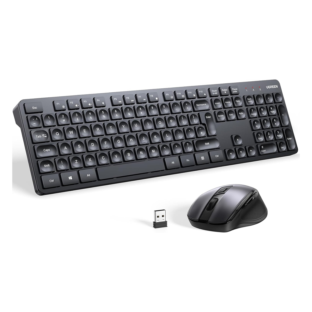 UGREEN Wireless Combo Keyboard and Mouse Ergonomic US MK006, Black