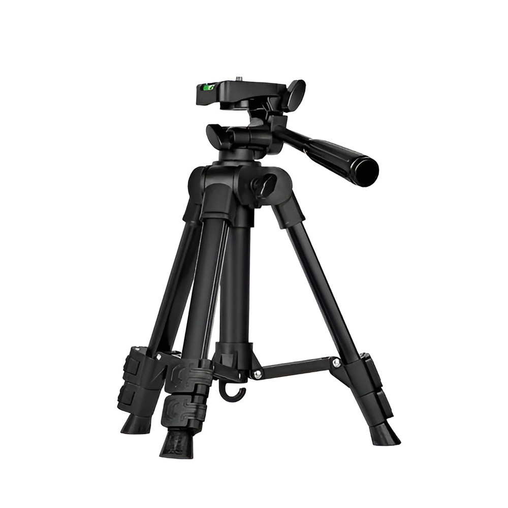 Tripod Photography Professional Aluminum 125cm (Locking Knob, Support Smooth 360°), Black F-13T