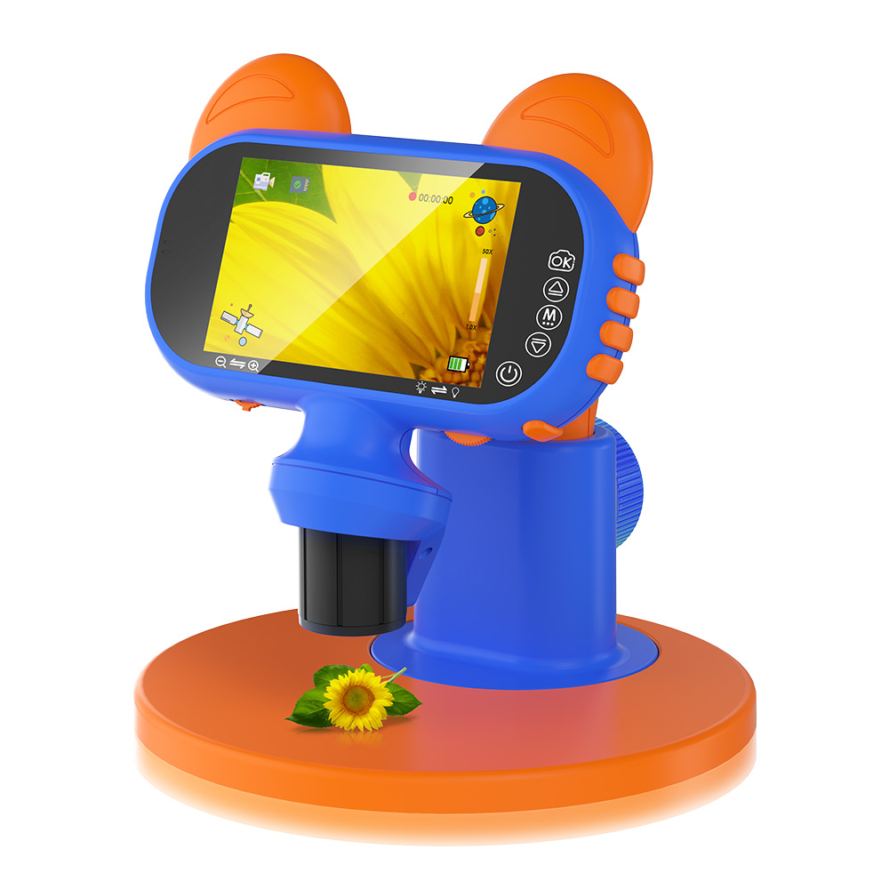 AUSEK Kids digital microscope 4", 1080P, 2600mAh, Blue