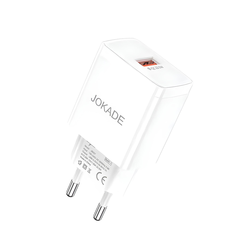 Jokade Wall Charger 1*USB-A, 3A, 22.5, JB097, White