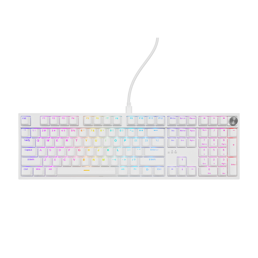 Genesis Mechanical Keyboard Thor 404 US Layout RGB Backlight Mechanical White Gateron Yellow Pro