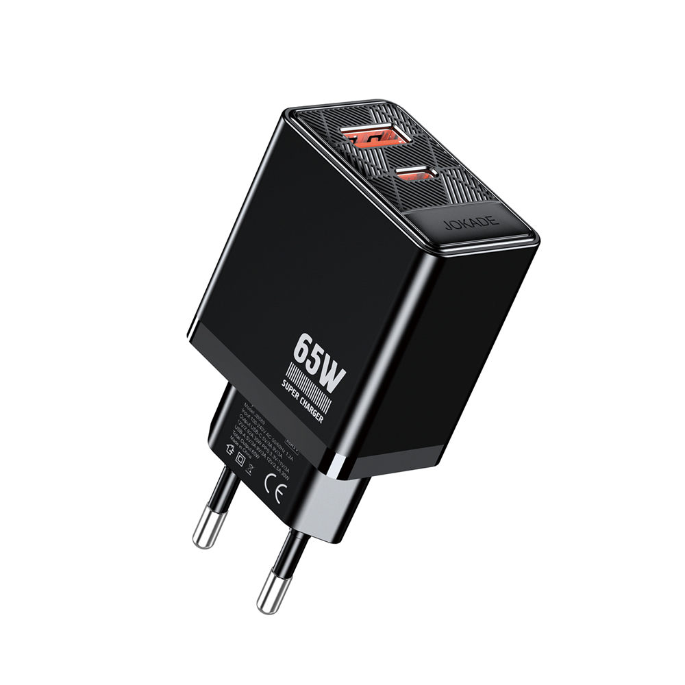 Jokade Wall Charger 1*USB-A+1*Type-C 5A,65W JB089, Black