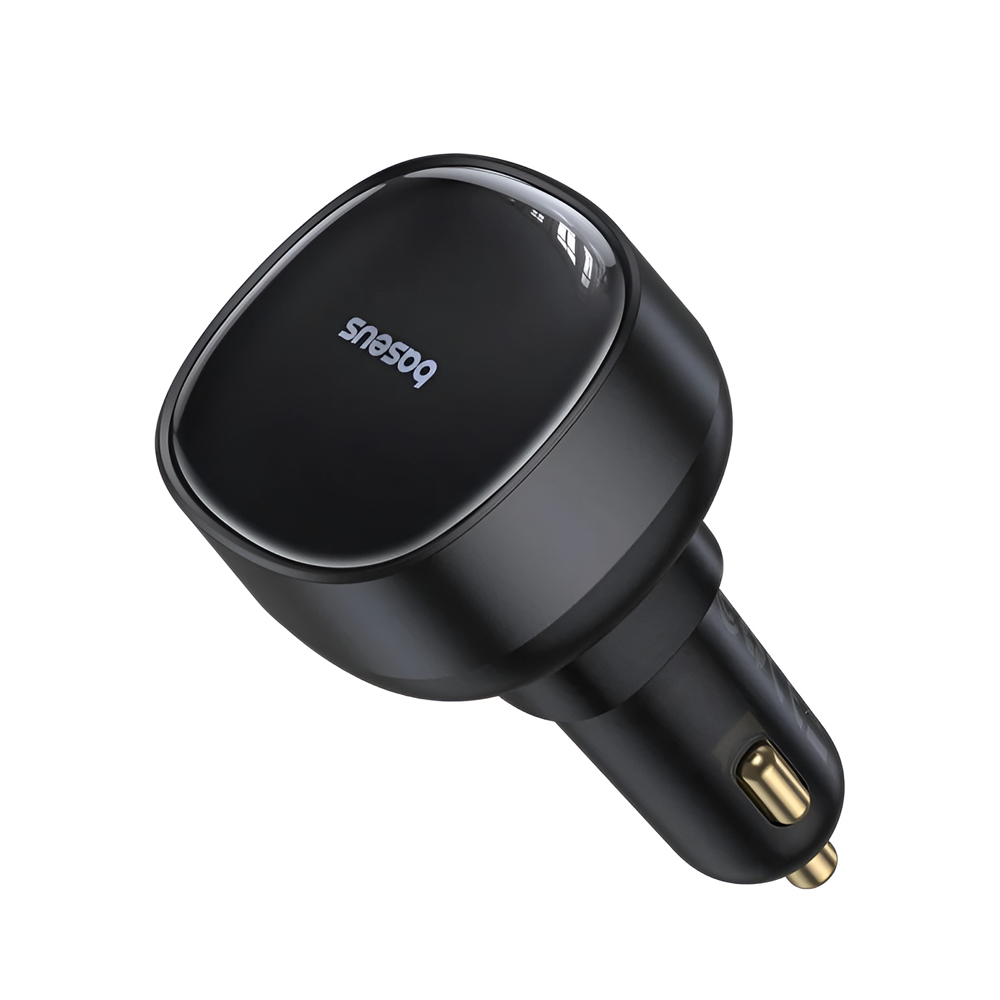 Baseus Car Charger Retractable  Enjoyment Pro Type-C with Cable 60W Cluster, Black
