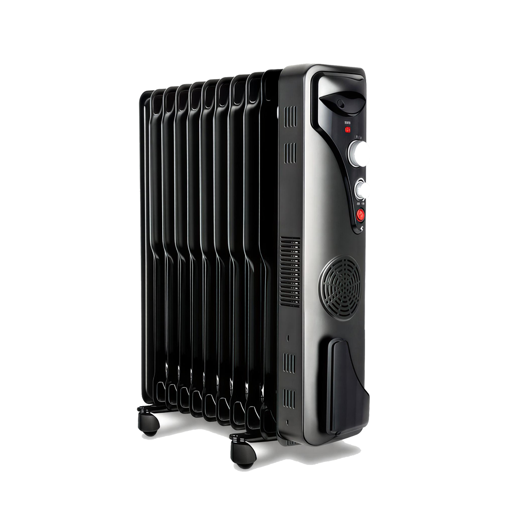 Raf Oil Radiator + Turbo Fan R.1129B, 11 Sections, 2900W, Black