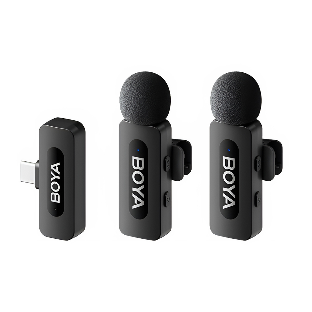 Boya Wireless Microphone Ultracompact 2.4GHz Dual-Channel Wireless (BY-V20 V2), Type-C Jack, Black