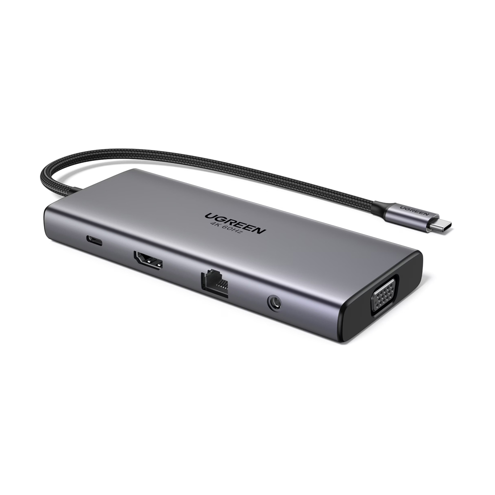 UGREEN HUB 11in1 Type-C to HDMI 4K@60Hz + VGA + 2*USB-C 3.2 + USB-A3.2 + USB-A3.0 + SD/TF + Gigabit RJ45 + 3.5mm + PD 100W | CM639