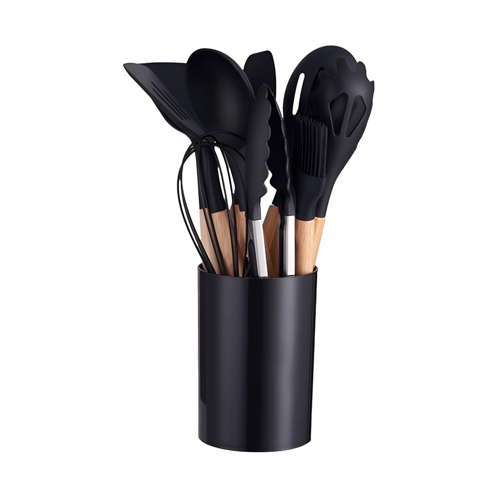 Kitchen Utensils 12 Pcs Set (Small Size), Black