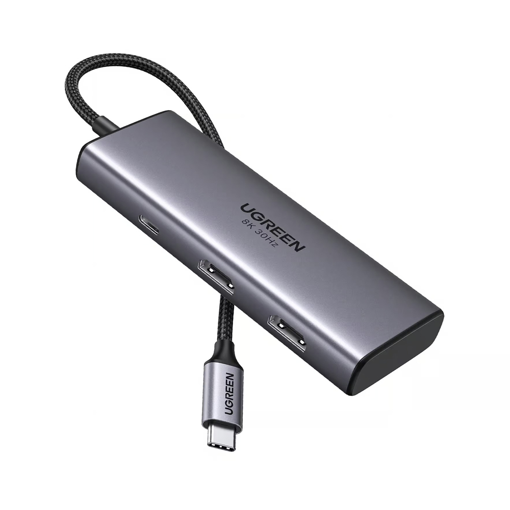 UGREEN HUB 6in1 USB-C to 2*HDMI(8K@30Hz)+2*USB-A3.0+USB-C3.0+PD(100W) | CM498, Space Gray