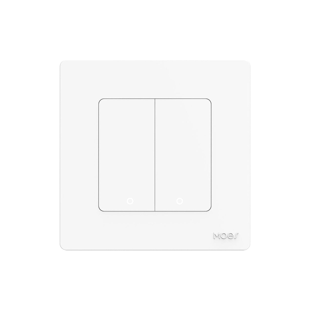 Moes Zigbee Star Ring Smart Push Button Switch 2 Gang (Neutral Required), White