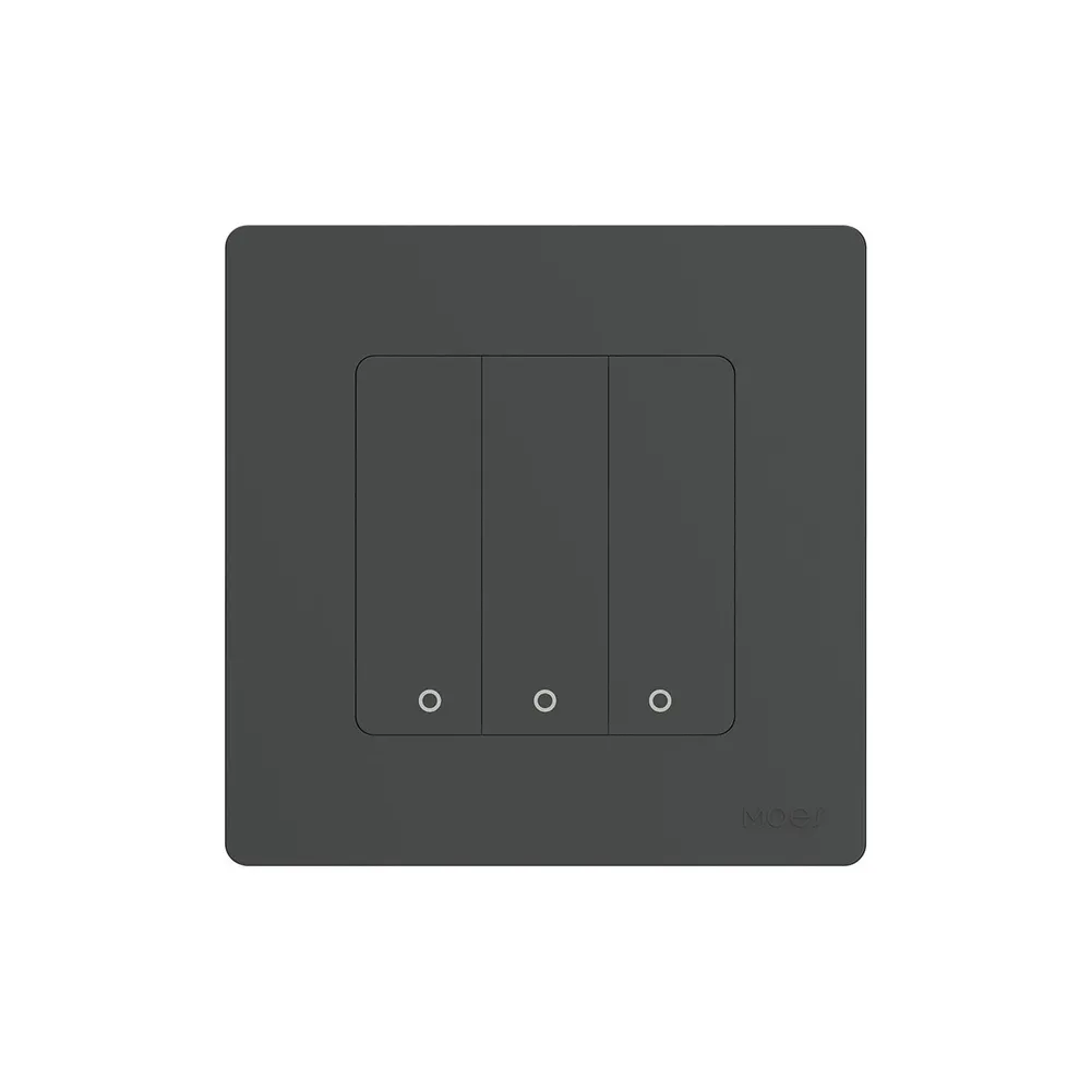 Moes Zigbee Star Ring Smart Push Button Switch 3 Gang (Neutral Required), Grey